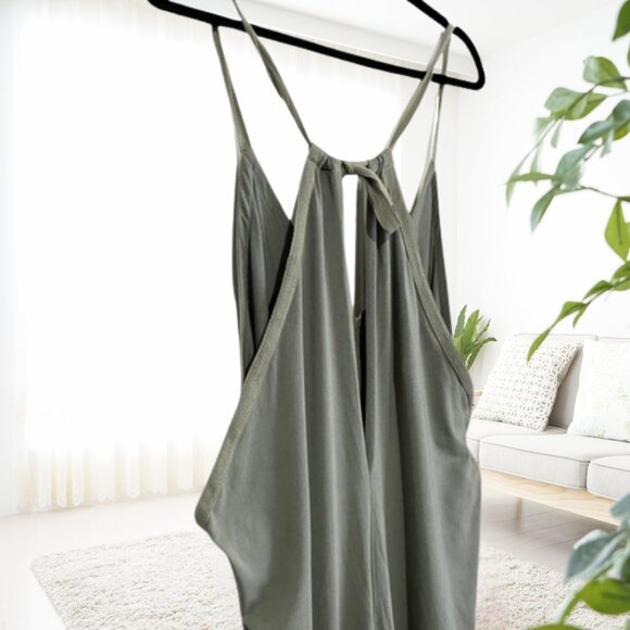 Bobi Sage Green Draped Modal Cotton Jersey Jumpsuit Romper | Size Small - Picture 9 of 14